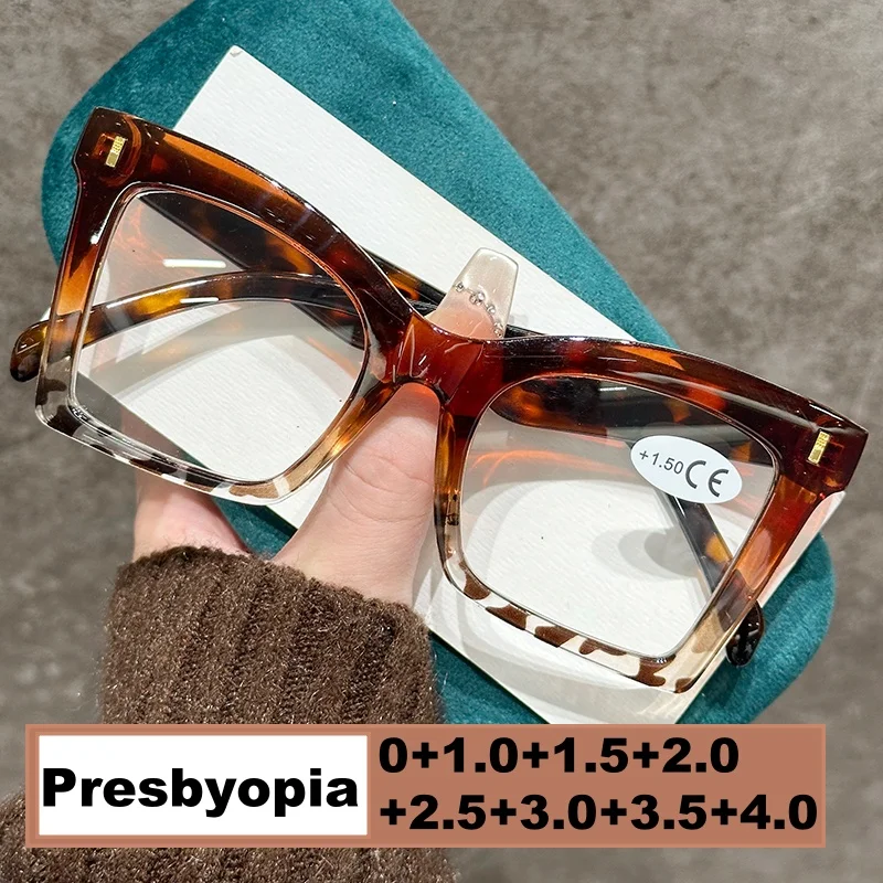 Übergroße Lesebrille für Damen, Unisex, modisch, stilvoll, quadratisch, Weitsichtbrille, Herren, Damen, Retro, große Brillen