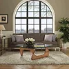 Triangle Glass Coffee Table Modern Noguchi Coffee Table, Vintage Glass, and Wood End Table, Solid Wood Base and Clear Glass Top 4