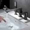 3-Hole Bathtub Faucet in Gold/Black/Chrome Widespread Basin Mixer with Hand Shower Head Hot & Cold Control Bathroom Faucet 1
