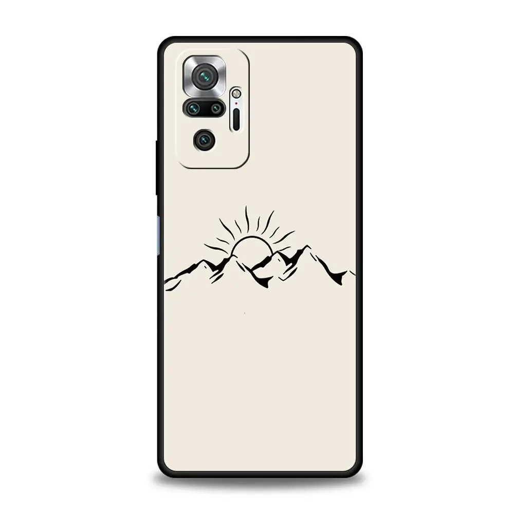 Mountain Scenery Sun & Moon Design Phone Case Cover