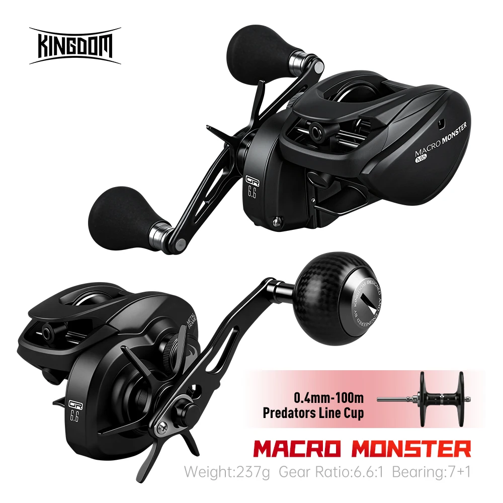 KINGDOM Macro Monster Baitcasting Reel 237g Full Metal 13KG Drag 6.6 1 Gear Ratio NMB Bearing Long Cast