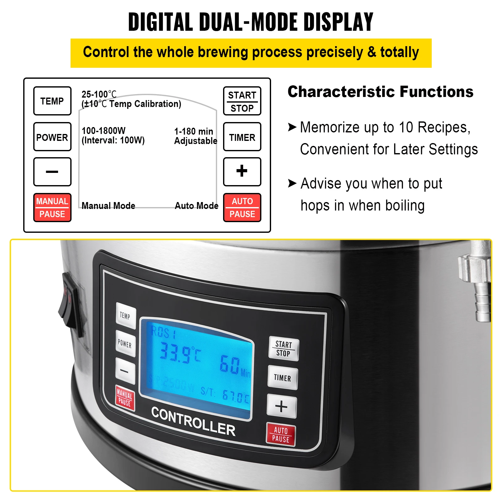35L110/220V 304Stainless Steel All-in-One Home Beer Brewer Electric Brewing System with Pump Brewing Beer Equipment Kit