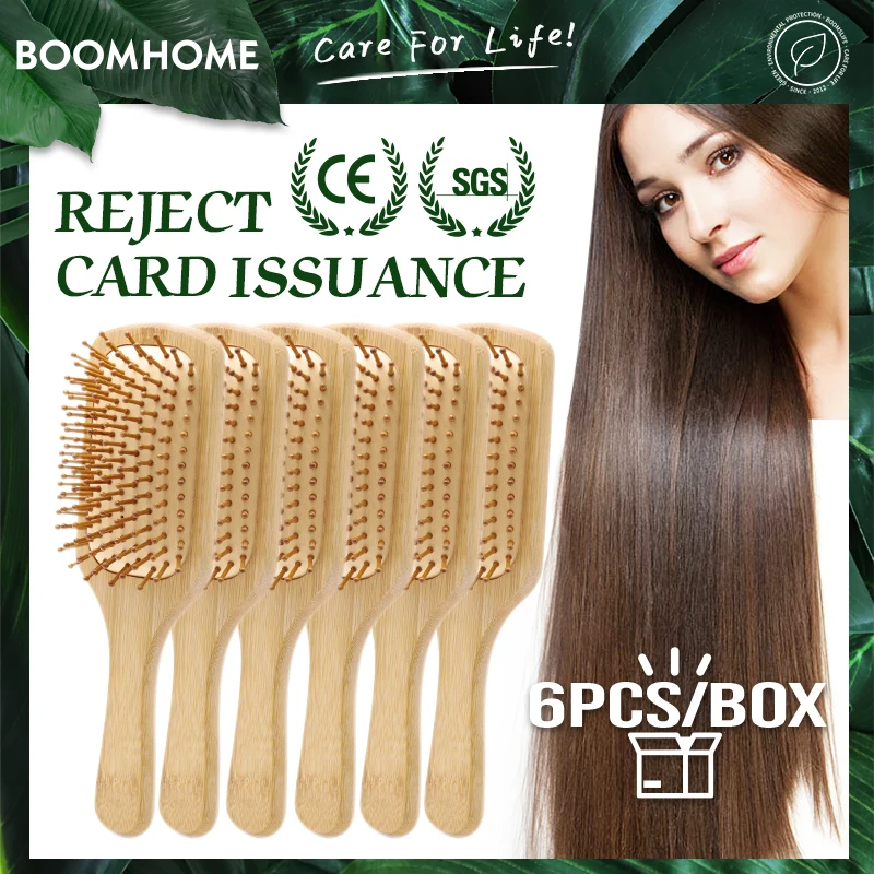 Wholesale Bamboo Hair Brush Women Custom Styling Hair Comb Wide Teeth Bamboo Combs for Hair Smooth Massage Scalp Brush 6pcs/Box