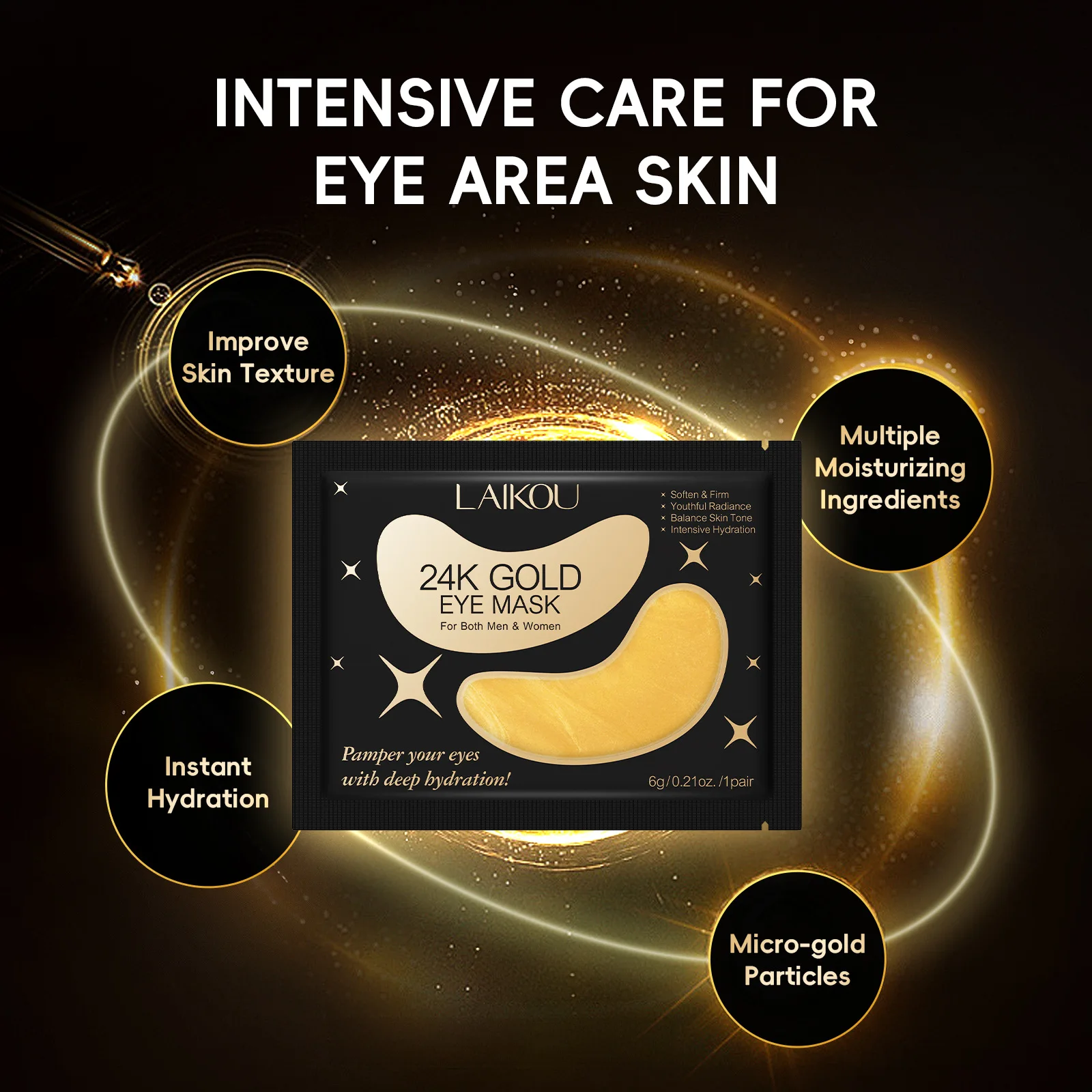 5/10/15 Pairs Laikou Sakura 24K Gold Eye Mask Anti Dark Circles Remove Eye Bags Anti-Aging Moisturizing Vitamin C Eye Patches 3