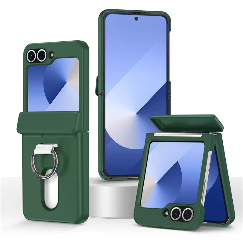 Premium Shockproof Credit Card Holder Phone Case with Ring Grip Hinge Protection - Durable Hard PC Cover