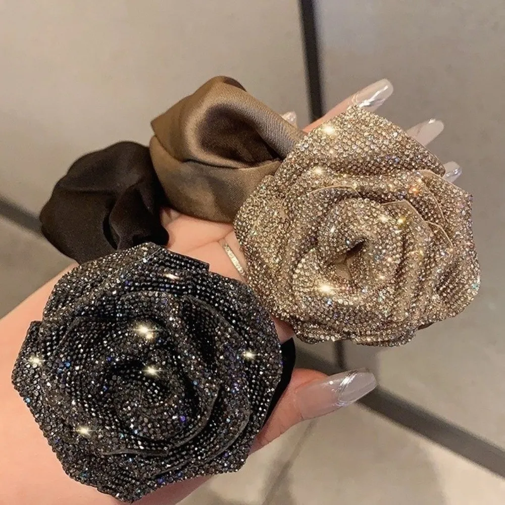 Sparkling 3D Rhinestone Rose Flower Embellishment