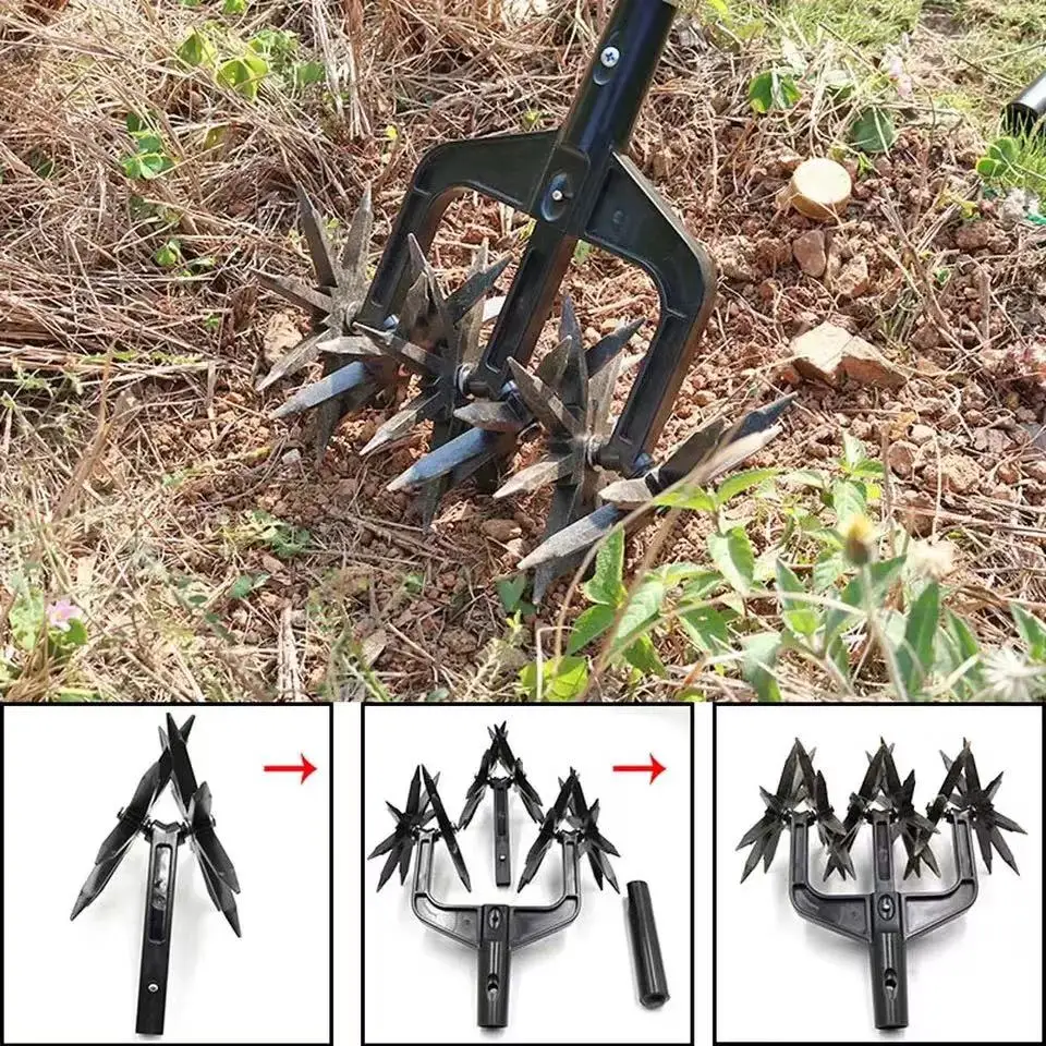 

1pcs Rotary Cultivator Tool Garden Scarifier Artifact Garden Rotavator Effective Soil Turning Tool Rotary Tiller Manual Tools