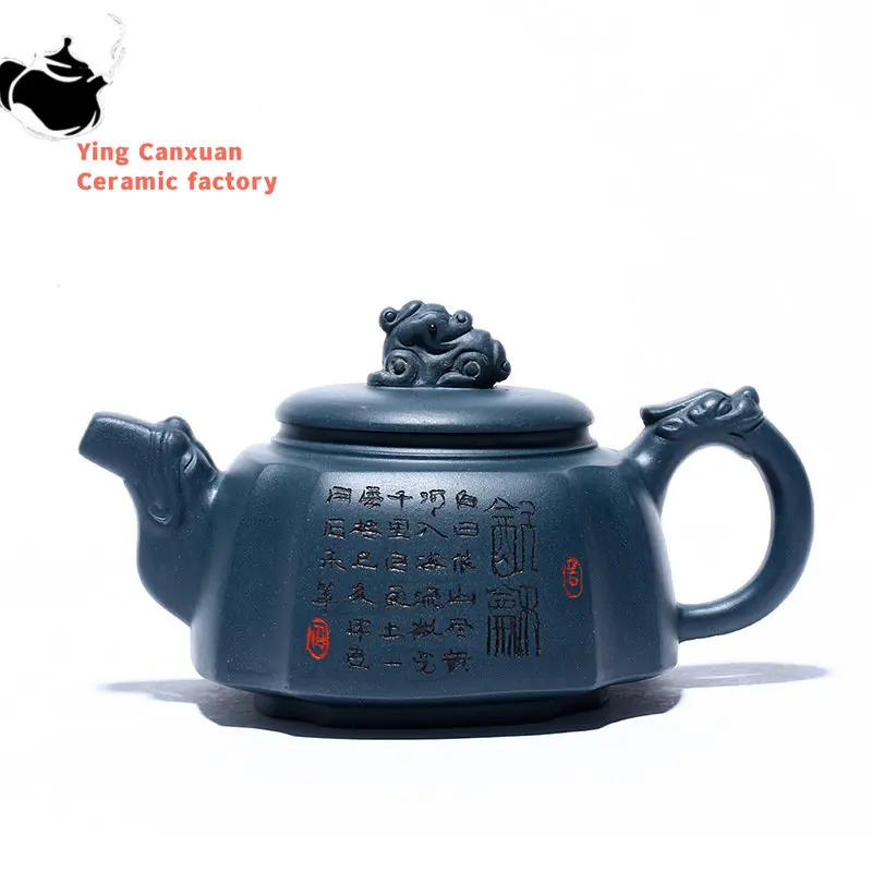 

280ml Authentic Yixing Purple Clay Teapots Handmade Filter Beauty Tea Pot Raw Ore Azure Mud Zisha Kettle Customized Tea Set