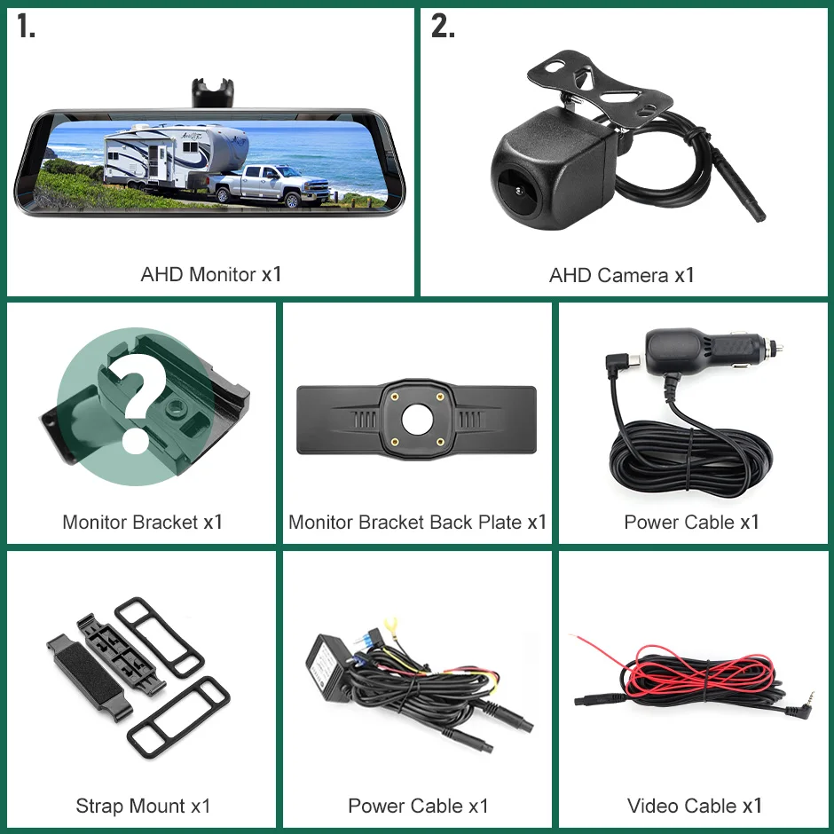 GreenYi 9인치 IPS 풀 HD 터치스크린 DVR 차량용 4K 주차 모니터 후방 카메라 레코더 블랙박스 듀얼 렌즈 비디오