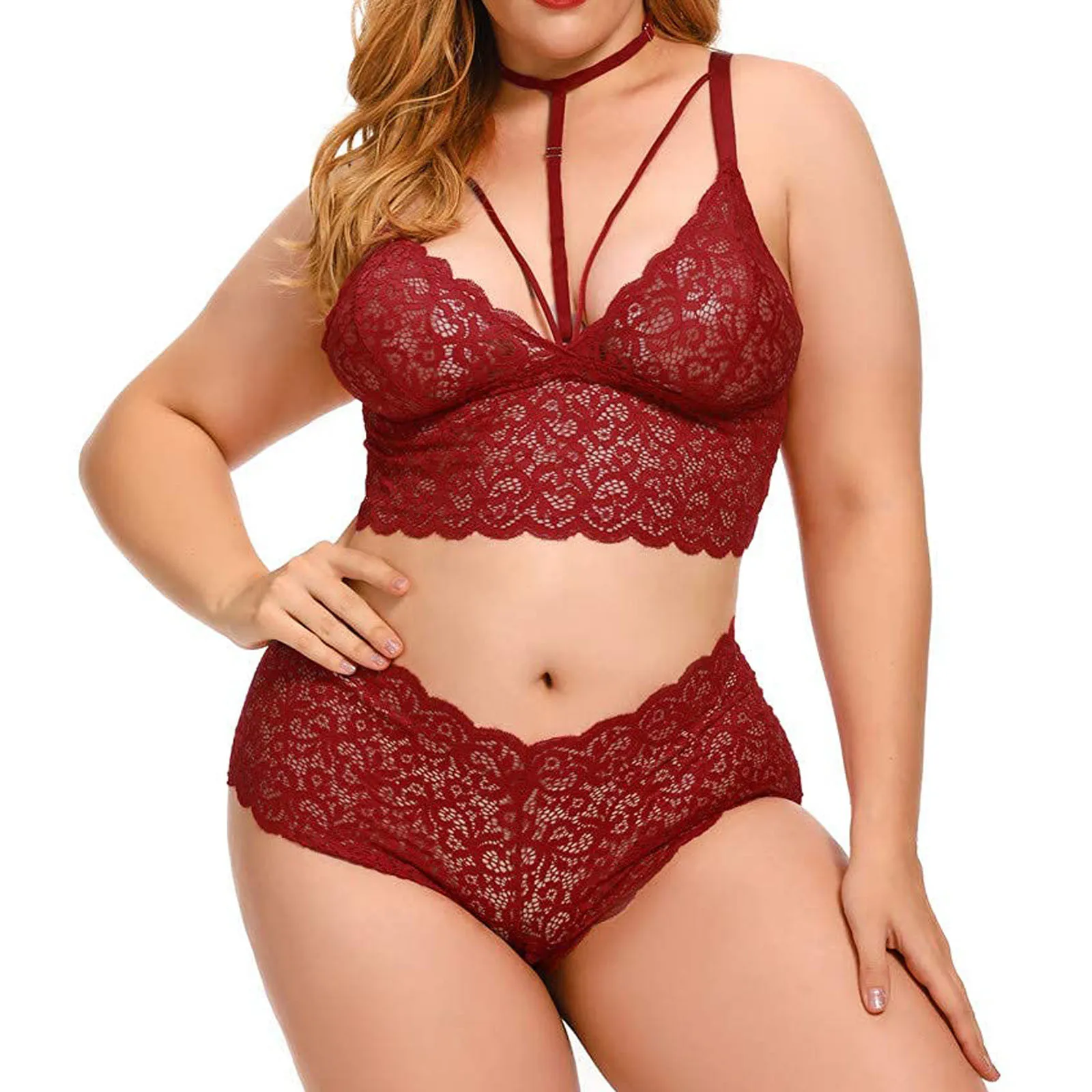 Sexy Lingerie Womens Criss Cross Lace Bralette Bra and Panty Set for Sex  Naughty Plus Size Babydoll Sleepwear Boudoir Outfits