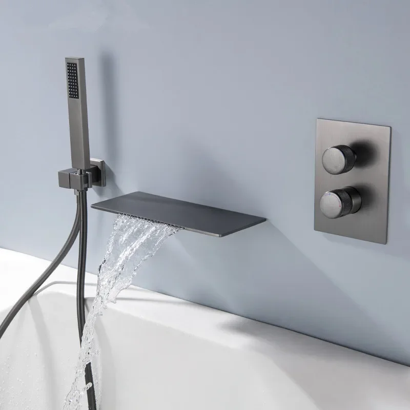 Description Picture 5 of itemGray Bathtub and Shower Faucet Set Brass  Waterfall  Mixer With Handheld Waterfall  Tap