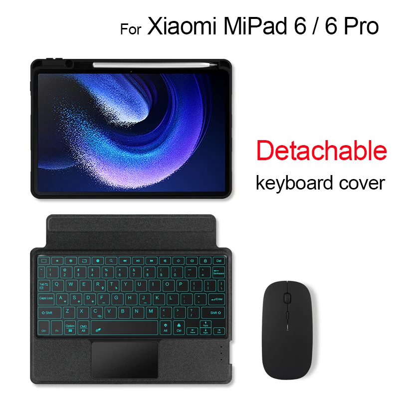 Rotatable Case Keyboard Pour Xiaomi Pad 6 Pro 11 Mi Pad 6 11.0 Avec  Emplacement Pour Stylo Clavier Sans Fil Détachable De Charge Étui En Cuir  PU Faux - Temu France