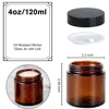 4oz Amber Empty Cosmetic Containers Round Airtight Glass Jar with Inner Liners black Lids for Storing Lotions,Powders,Ointments 3