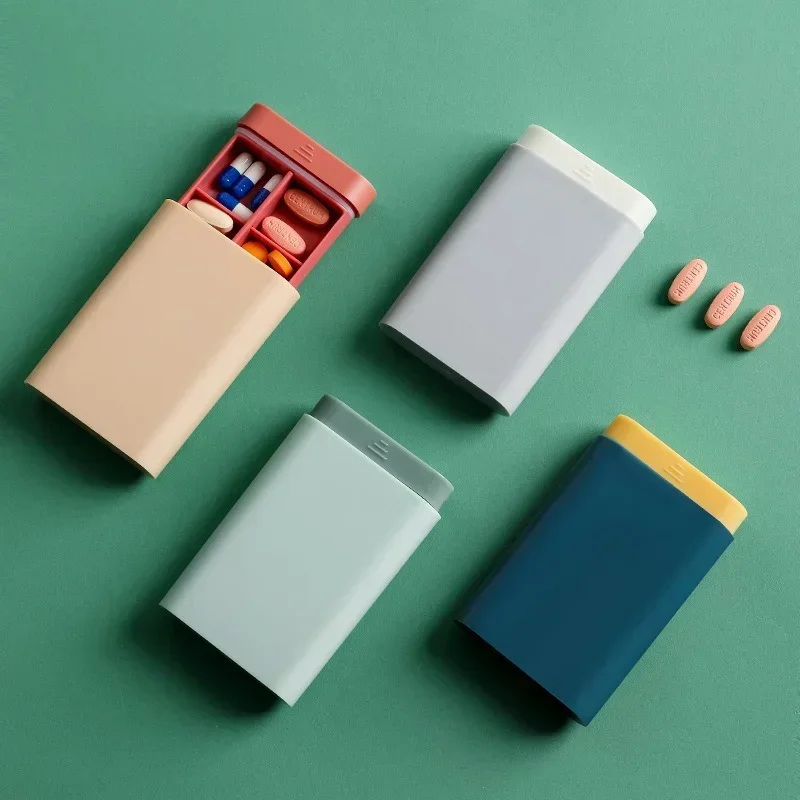 

Small Portable Travel Vitamin Box Pill Cases Container Organizer Storage Tablet 7 Days 6 Grids Medicine Fish Oils