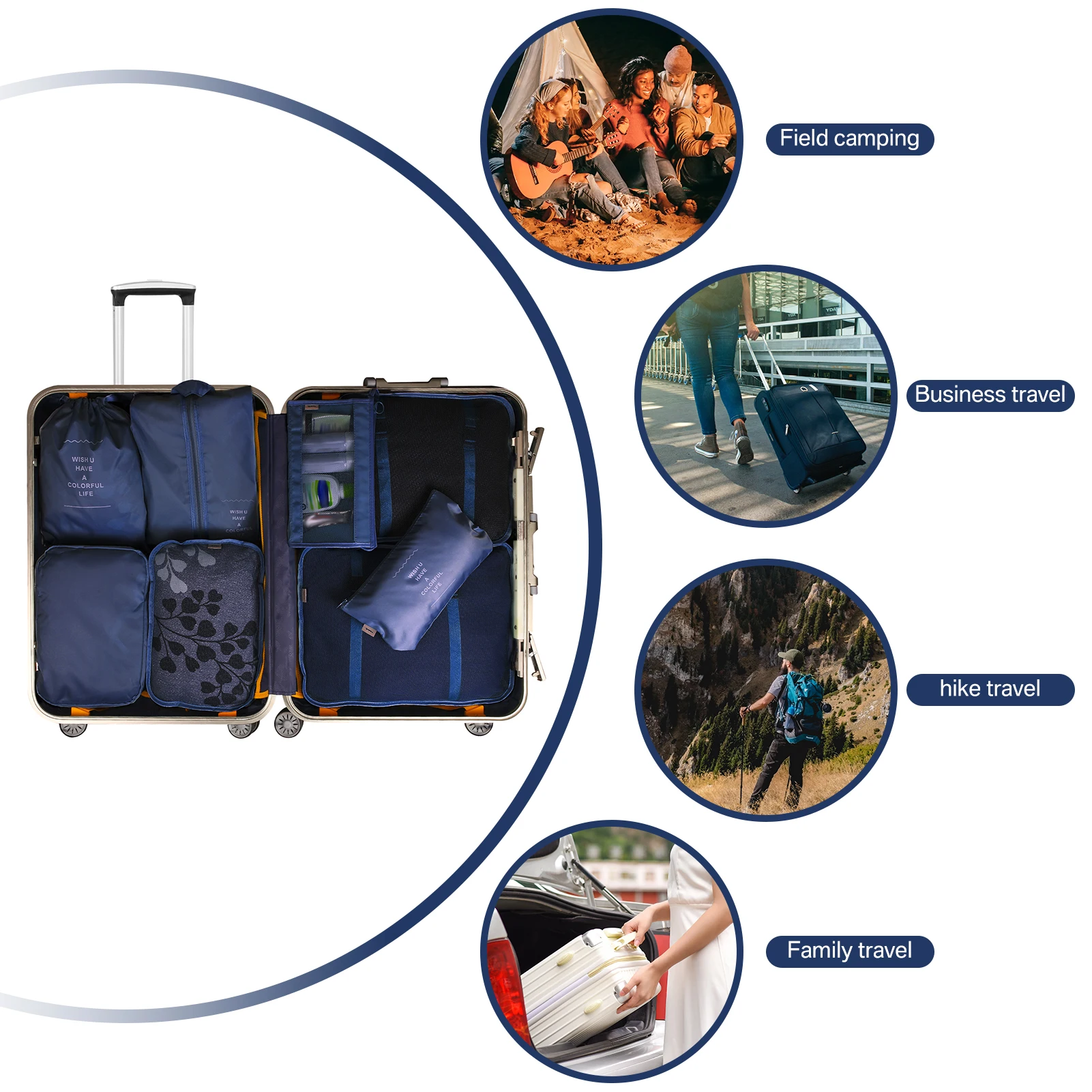 Travel Packing Cubes Set - Waterproof Luggage Organiser Bags