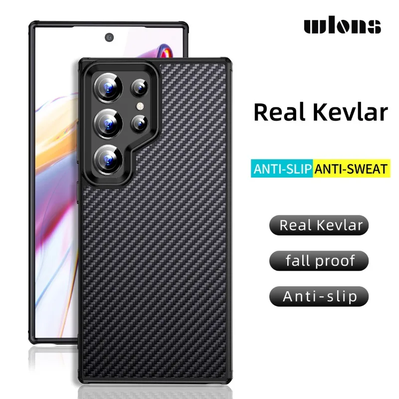 

Ультрамагнитный чехол для Samsung Galaxy S24, реальный кевларовый Противоскользящий чехол из натурального арамидного волокна для Galaxy S24 Plus