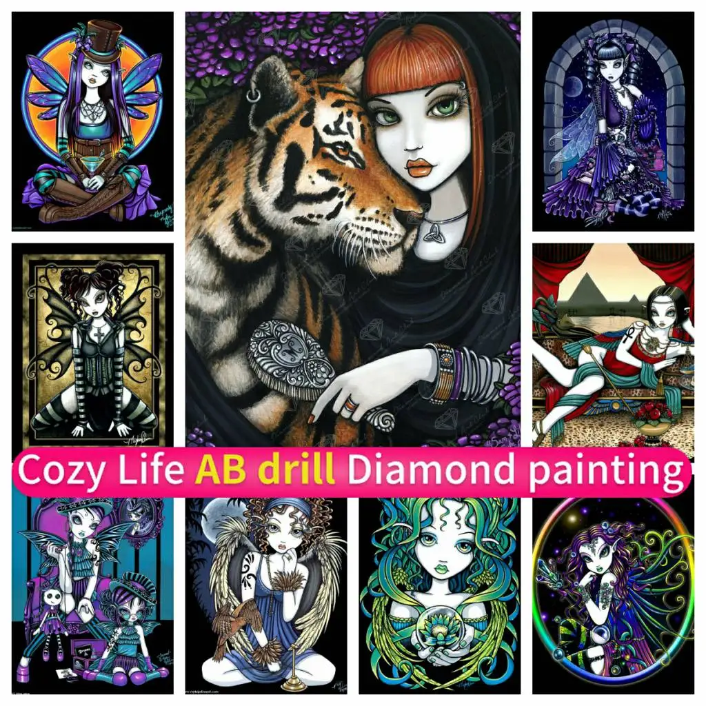 

DIY Mosaic AB Diamond Painting 5D Art Fantasy Dark Doll Gothic Embroidery Handmade Corss Stitch Kit Full Drill Round Square