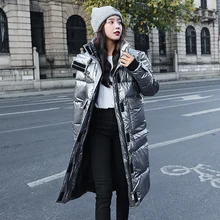 

2021 winter coat women Hooded Ladies Coat Long Parkas Oversize Winter Jacket Women Glossy Winter Thick Down Jacket Women Coat