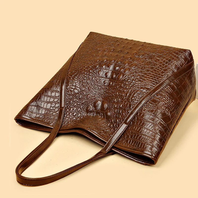Simple And Versatile Crocodile Print Tote Bag Large Capacity Fashion Handbag Vintage Design Shoulder Women's Bag