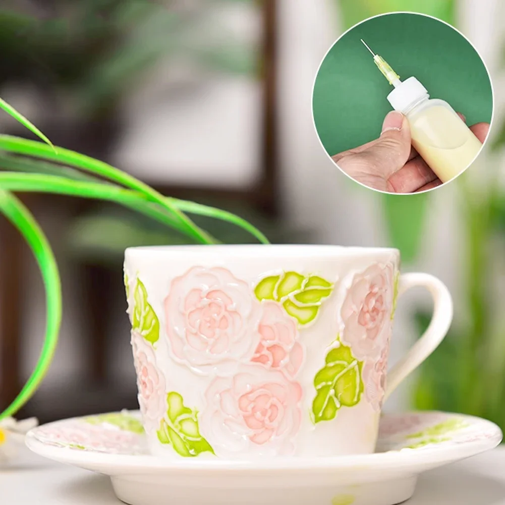 Description Picture 2 of item50ml Pottery Mud Painting Bottle with Nozzle Set Squeeze Mud Bottle with Needle DIY Ceramic Texture Pottery Clay Sculpture Tool