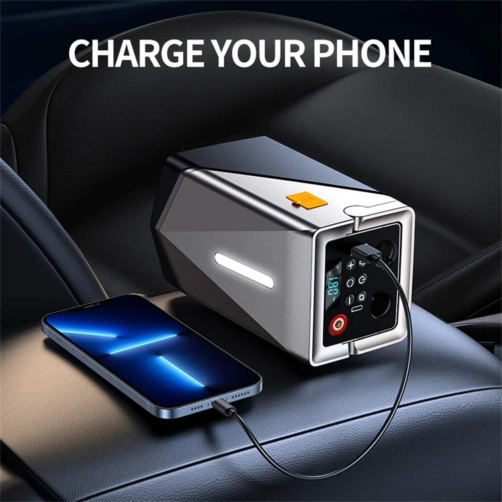Multifunctional Jump Starter with Air Pump & Blower 150PSI Air Compressor Tire Pump Portable Charger Car Booster Starting Device