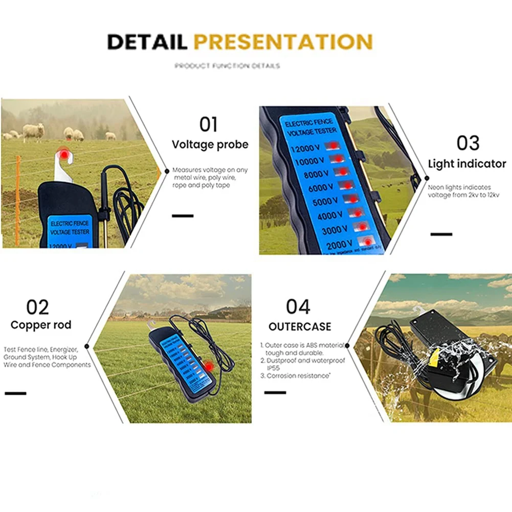 Famous Product 2Kv -12Kv Voltage Electric Fence Tester,Yard Fencing Tester