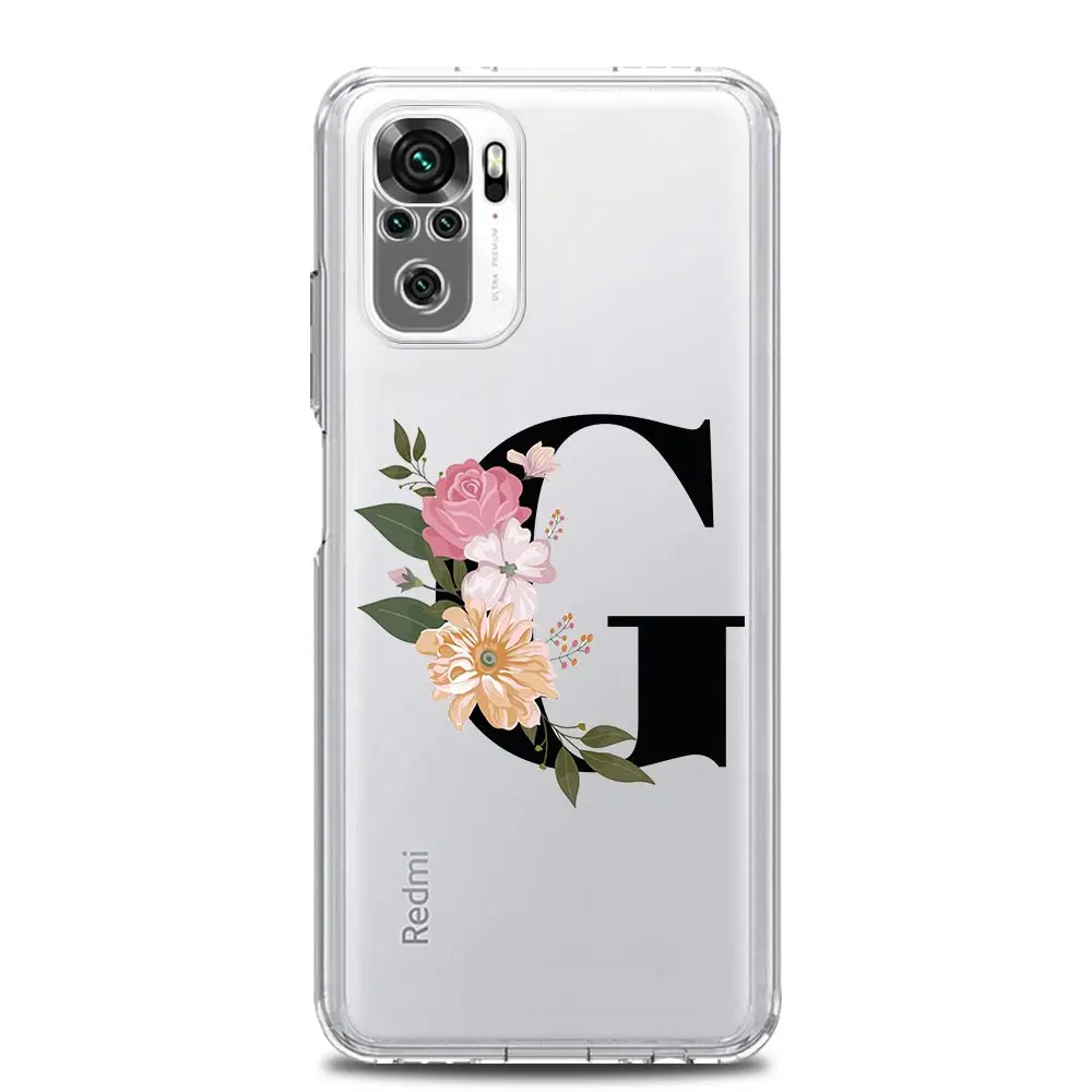 Clear Flower Letter Design Phone Case Cover