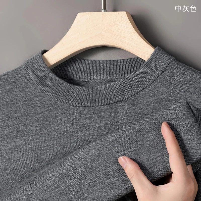 thumbnail image 1 of Suéter de cuello alto medio de lana 4,7 % para hombre, primavera y otoño 2024, jersey de color puro a juego, camisa informal de punto, 1 of 5
