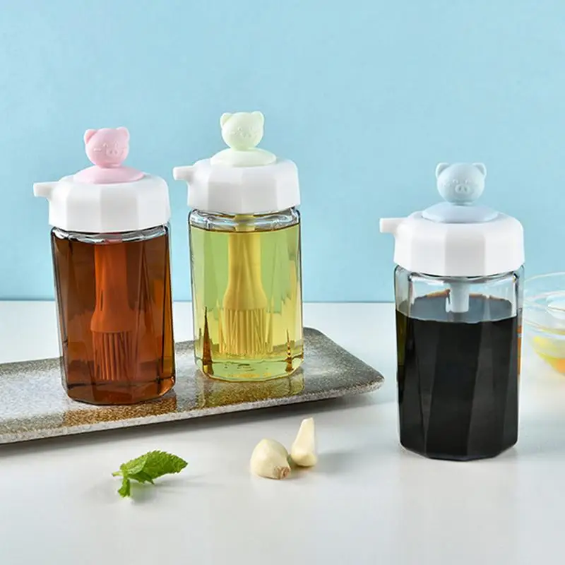 

Силиконовый диспенсер для масла с щеткой, бутылочка 2 в 1 с широким открытием, регулируемый диспенсер для масла с силиконовой щеткой