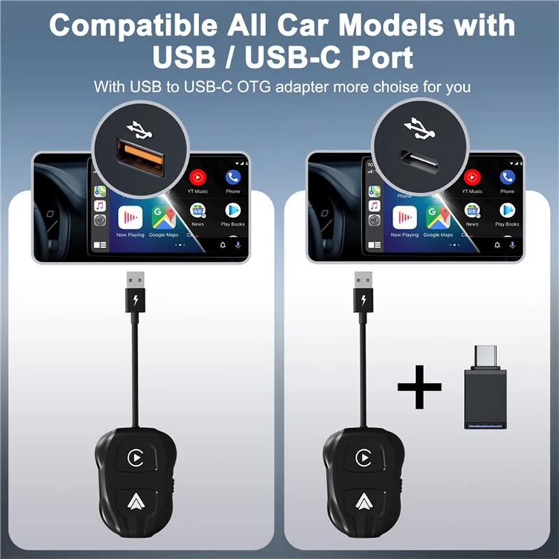 Apple Carplayワイヤレスアダプタ ワイヤレスCarplayドングル Bluetooth Carplayアダプタ 有線を無線に変換 プラグ＆プレイ インストールが容易 安定した 超激得，最新作 CarPlay Android カープレイ ワイヤレス アダプター
