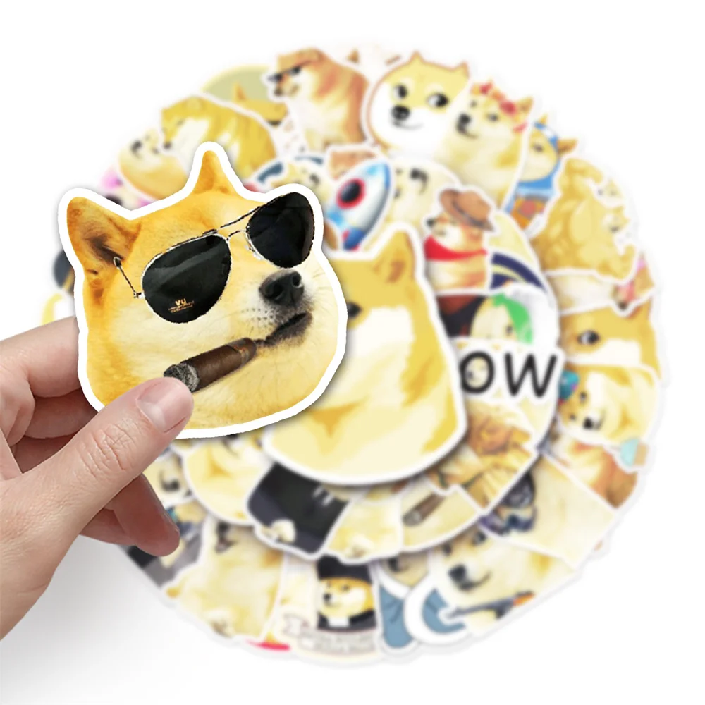 10/30/50pcs New Doge Dog Funny Meme Stickers For Luggage Laptop Ipad Skateboard Mobile Phone Notebook Stickers Wholesale