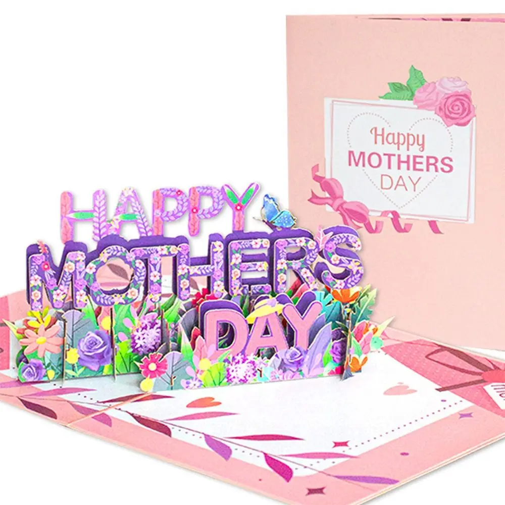 3D Pop UP Flower Greeting Cards Folding with Envelope Mother's Day Greeting Card Blessing Handmade Thank You Card For Mom Gift
