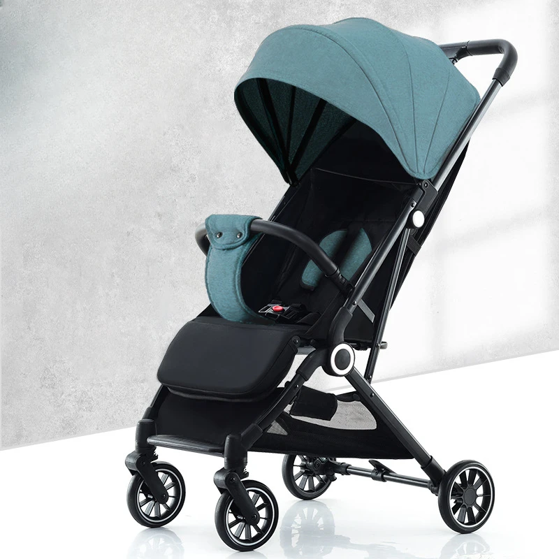 Adjustable Baby Pram with Shock Absorption, Lightweight 6.8kg Carriage, Canopy & Reclining Seat for 0-3 Years Practical Baby Car