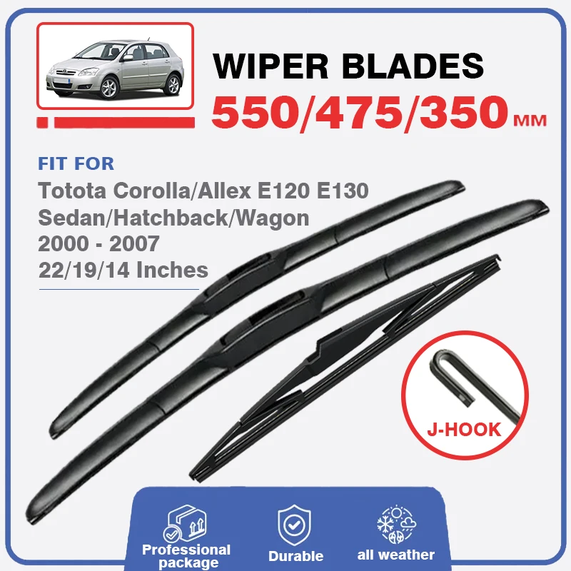 FrontRearWiperBladesSetForToyotaCorollaAllexE120E130