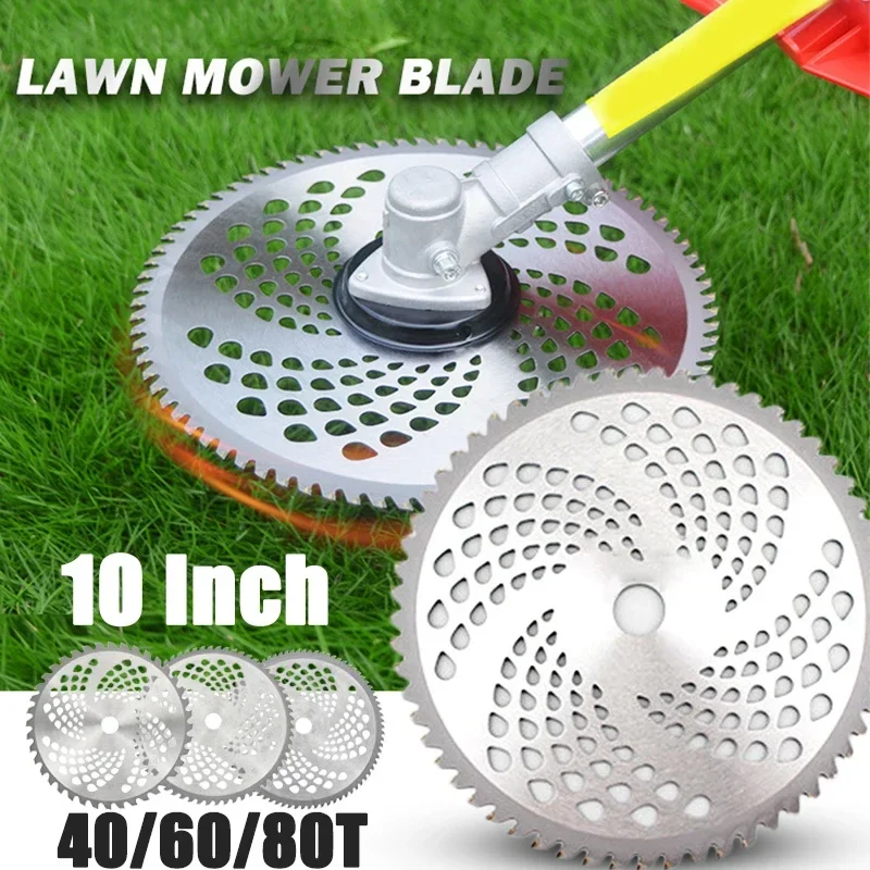 10 Inch Universal Lawn Mower Blade 40T/60T/80T Brush Cutter Blade Tree Trimmer Saw Blade Carbide Replacement Circular Saw Blade