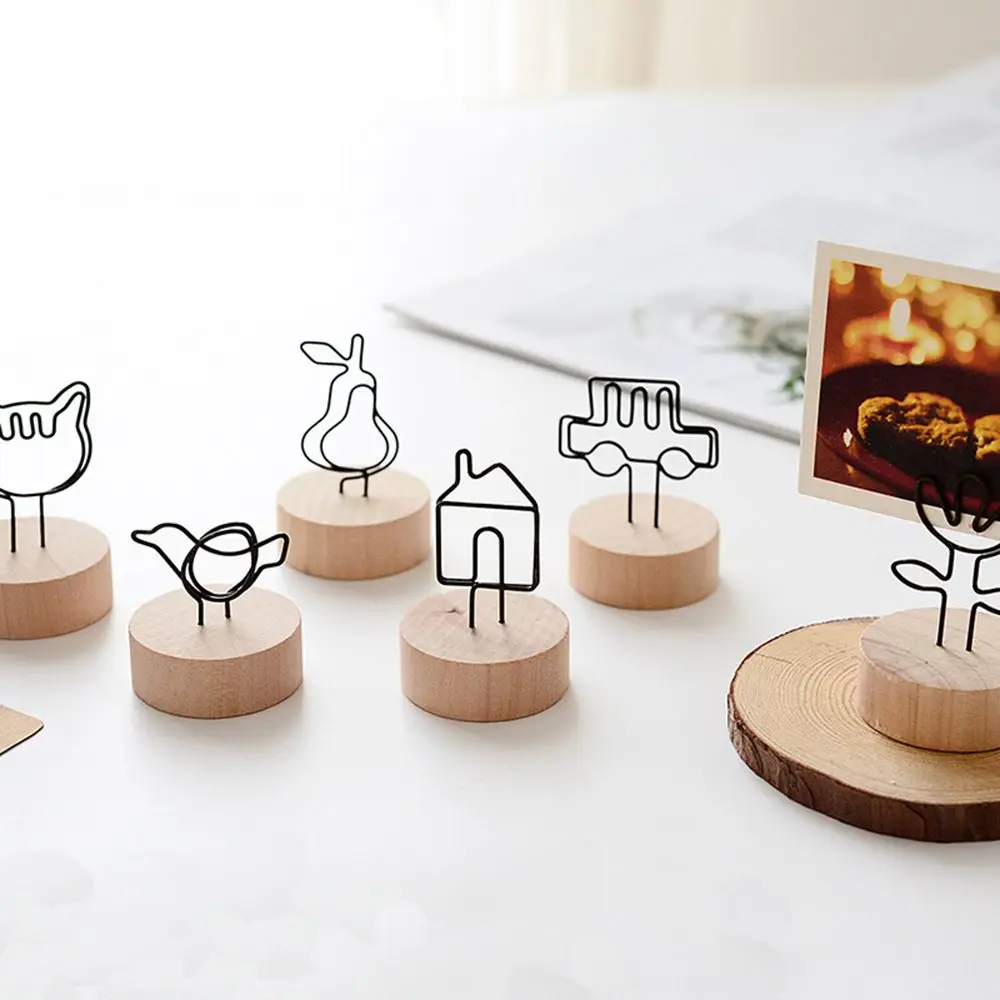Simple Picture Card Display Stand Wooden Business Card Stand Table Number Memo Holder Wedding Party Desk Accessories card holder photo card holder desk card holder card display stand postcard holder