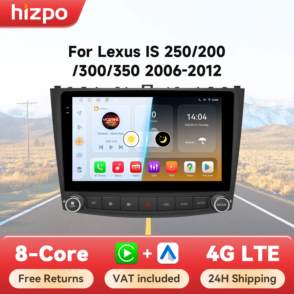 Radio para Auto Hizpo de 10.1 Pulgadas para Lexus IS250 200 300 350 2006 - 2012, Estéreo con Apple CarPlay, Android Auto, GPS, Navegador, Estéreo 6115 1