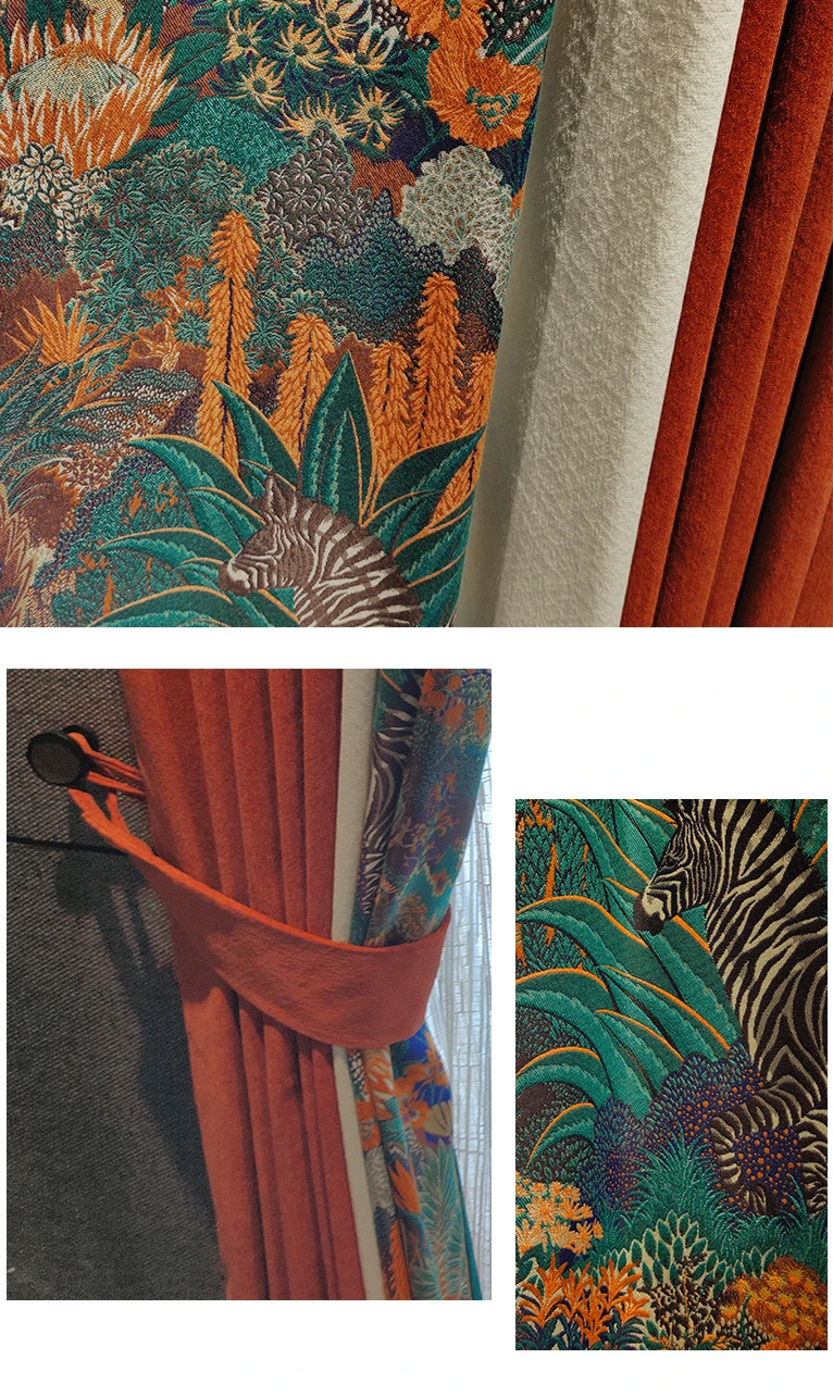 de estar luxo alta sombreamento jacquard cortinas