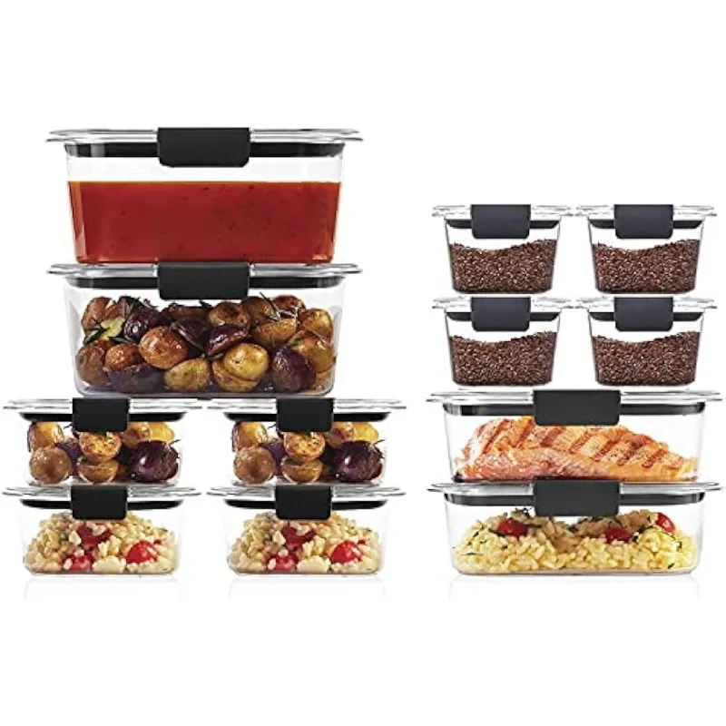 Rubbermaid Brilliance BPA Free Food Storage Containers with Lids, Airtight,  for Lunch, Meal Prep, and Leftovers, Set of 3 with Removable Trays