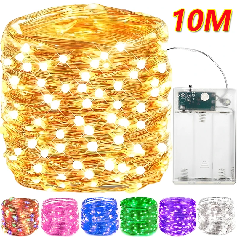 

100LED Copper Wire String Lights Battery Powered Waterproof Garland Fairy Light Wedding Party Christmas Garden Home Decoration