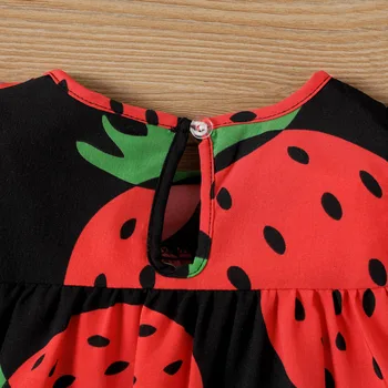 Baby Girl Strawberry Print Flutter-sleeve Dress