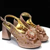 Women High Heels Sandals Printing Flower Material with Rhinestone Italian Design Champagne Color Open-Toed Shoes 3