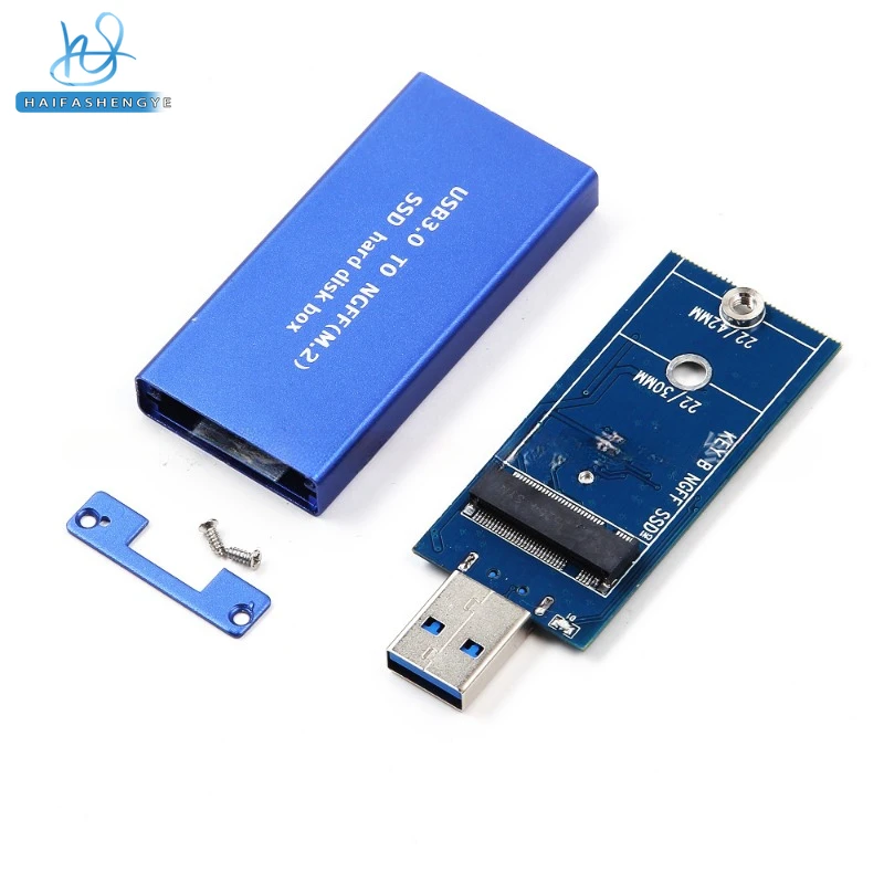 모든 알루미늄 합금 2242 솔리드 스테이트 모바일 하드 드라이브 박스, USB 드라이브 유형, ASM1153E SSD M.2 NGFF to USB3.0