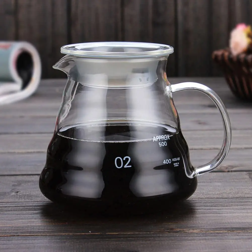 Coffee Kettle Leeseph 350/600ml Clear Glass Sharing Pot Lids Pour Over Espresso Maker Accessories