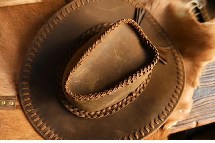 کلاه کابوی دستساز چرم طبیعی Crazy Horse 17 Sa01f8c4f54d34b258b297c419e7a91d3s