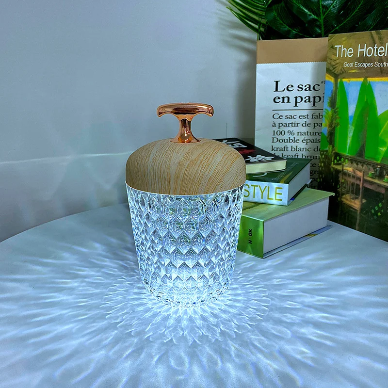 

Luxury Crystal Table Lamp RGB Colors Touch Dimming Bedsides Desk Lamps Atmosphere Diamond Projector Night Light Bedroom Decor