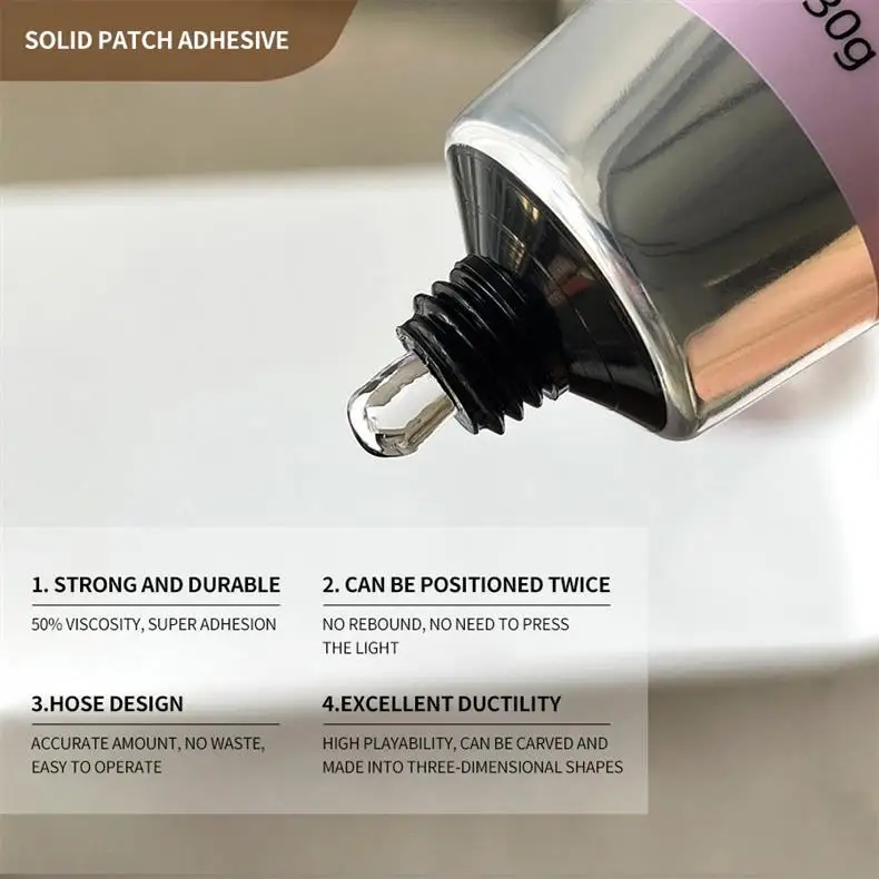 30g Solid Nail Glue For Fake Nails Long Lasting Clear Solid Nail Stick Gel Rhinestones Gems Glue Extension Gel nail glue