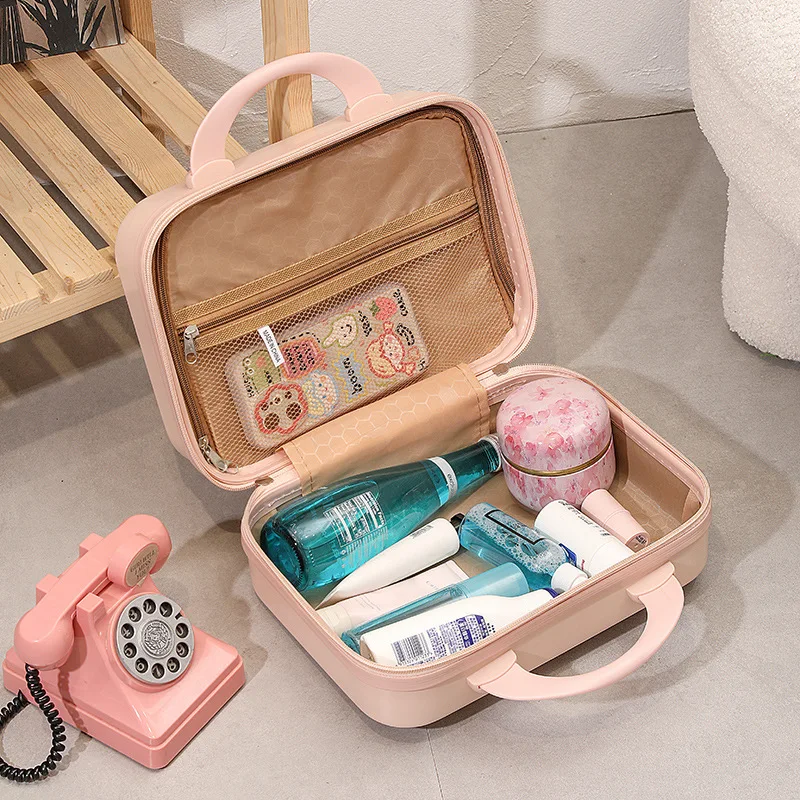Jeemns 14 inch Portable Hand Suitcase Women Makeup Storage Bag Boarding Luggage Organizer Case Travel Cosmetic Box Festival Gift