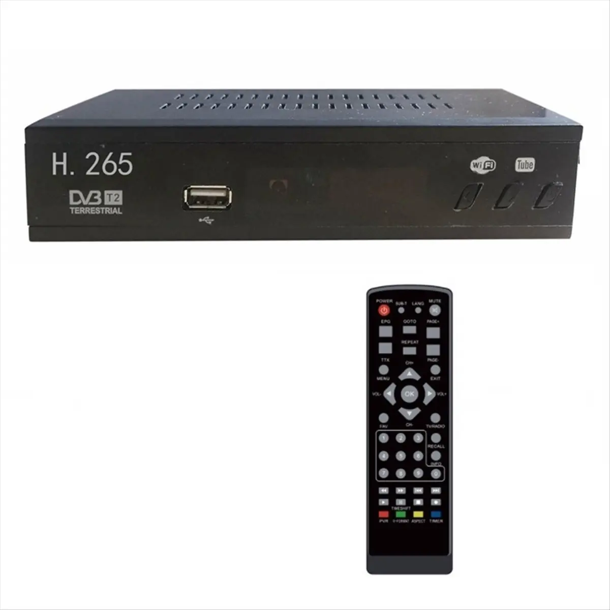 (N11R] DVB T2 HEVC 265 디지털 TV 튜너 DVB-T2 265 1080P HD 디코더 USB 지상파 TV 수신기 EPG 셋톱박스, EU 플러그