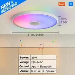 Smart RGB LED Ceiling Lamp with Built - in Speaker and Remote - Control Dimming (45W)